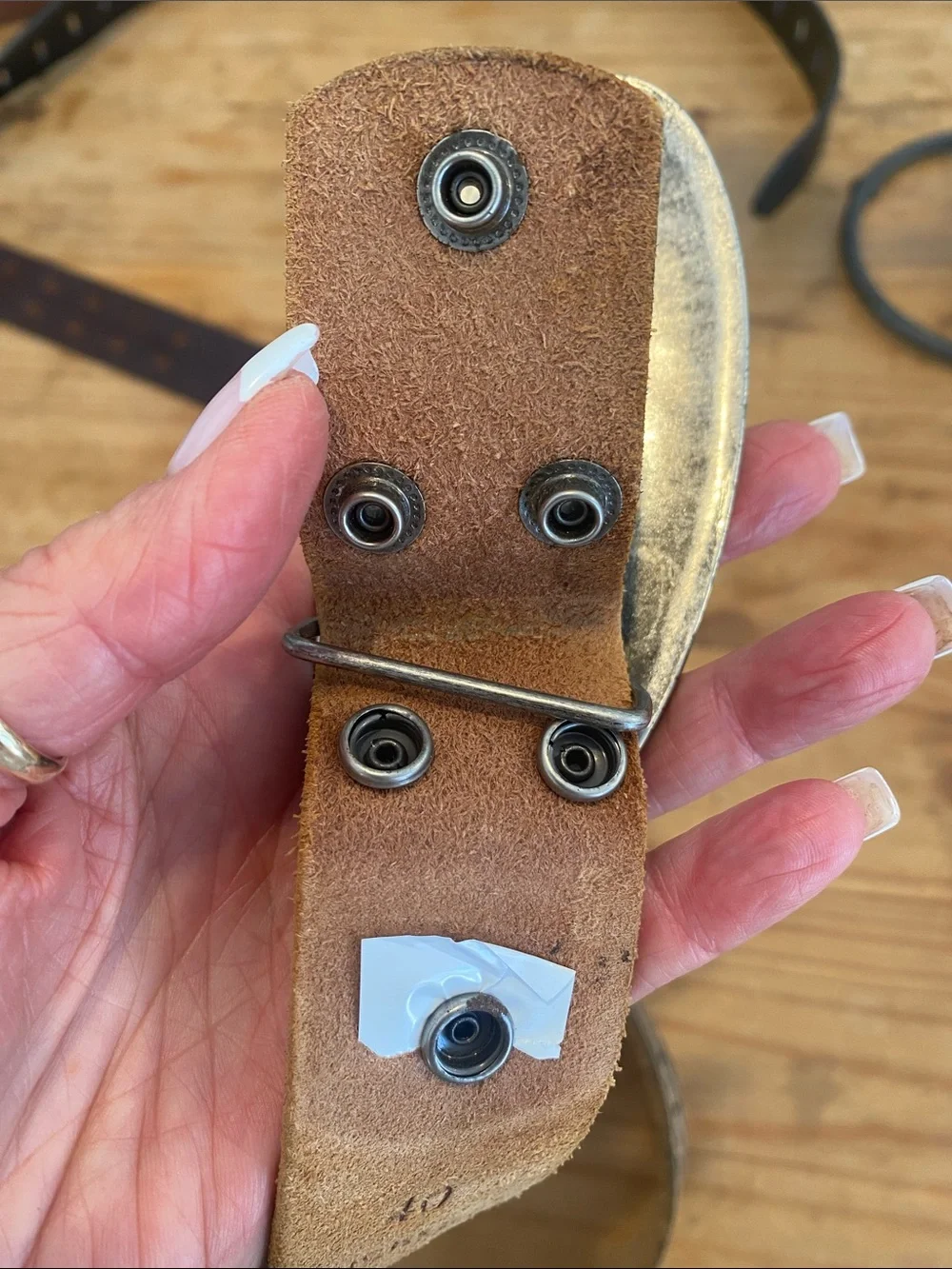 Buckle Brand Brown Tooled Leather Belt with Oval Antiqued Buckle